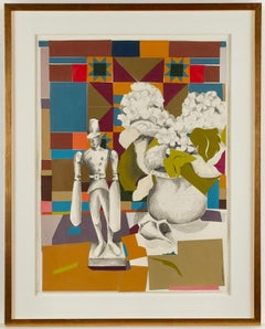 Mixed Media Modernist Painting Collage Nantucket Whirligig Americana Folk Art