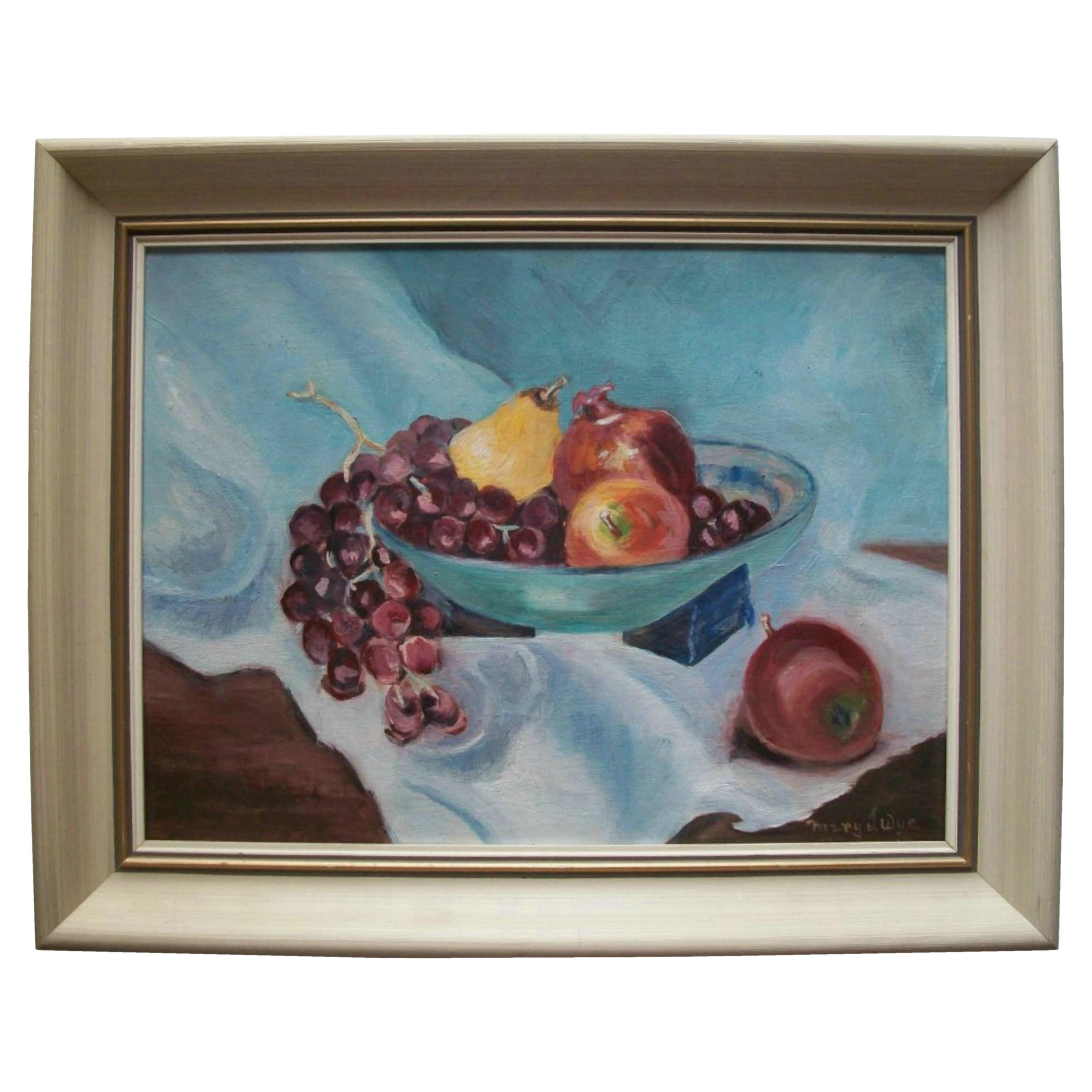 MARY J. WYE - Vintage Folk Art Oil Painting on Plywood Panel - Canada - C.1950
s en vente