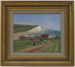 Peinture à l'huile originale post-impressionniste signée SEVEN SISTERS COAST EAST SUSSEX