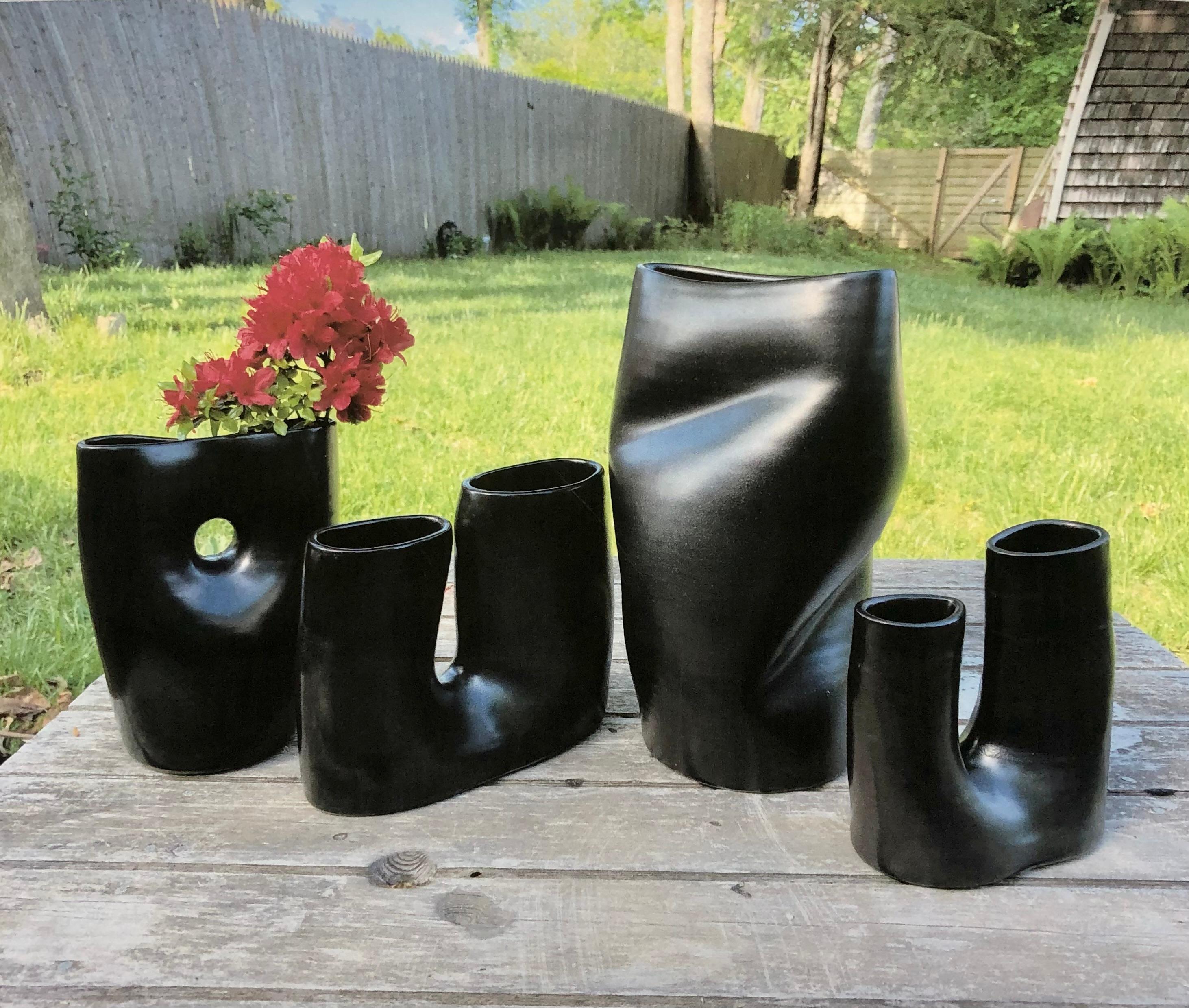Black Crush - Vaso in ceramica porcellana nera in vendita 3