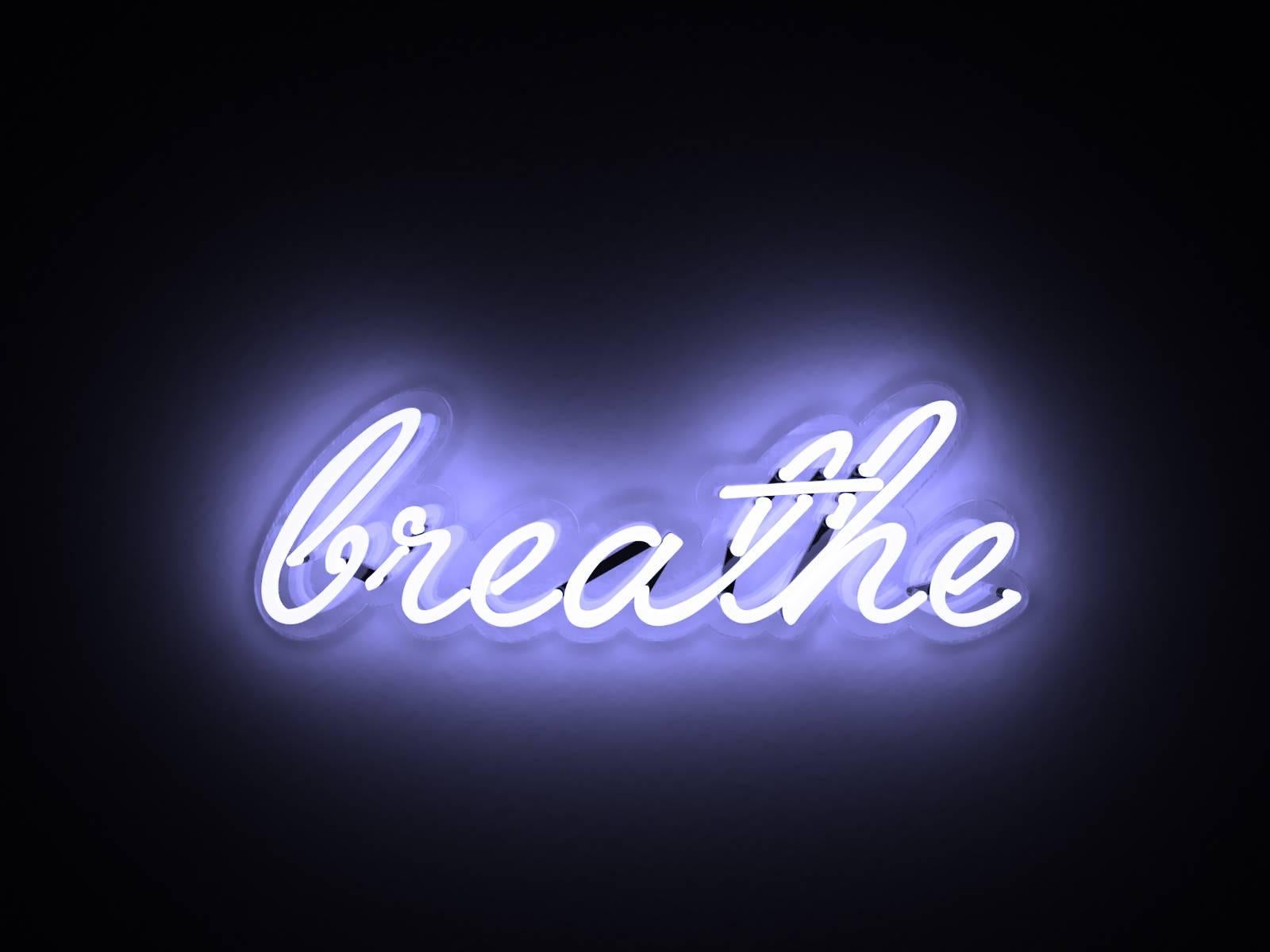 breathe - neon art work - Mixed Media Art by Mary Jo McGonagle