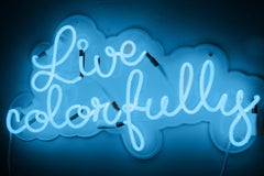 Vivi in modo colorato - arte al neon, insegna noen