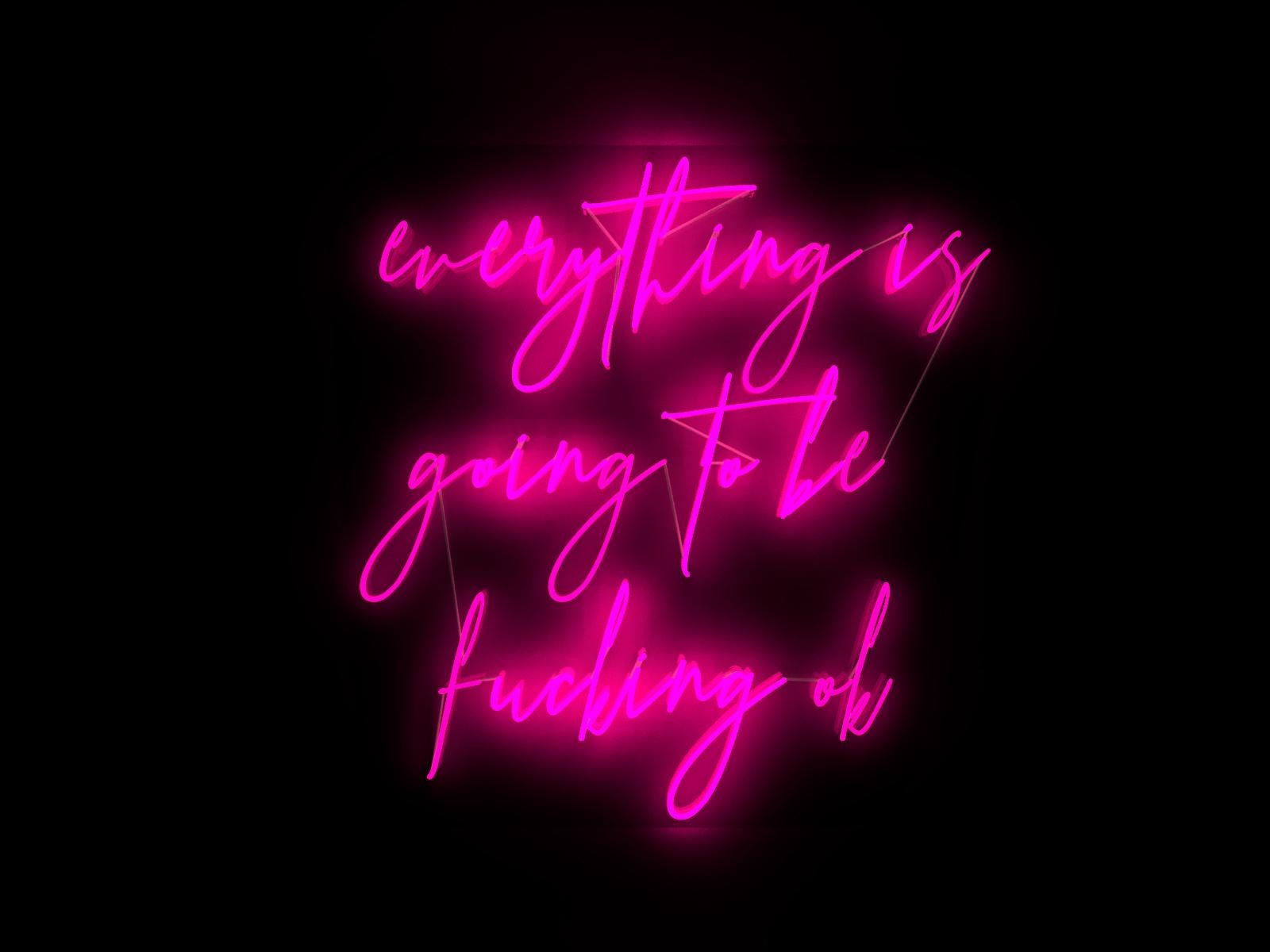 Mary Jo McGonagle Figurative Sculpture - Everything is going to be fucking ok  - neon art work