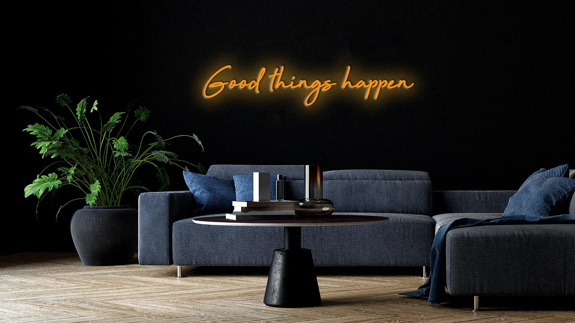 good things happen - neon art work - Sculpture by Mary Jo McGonagle