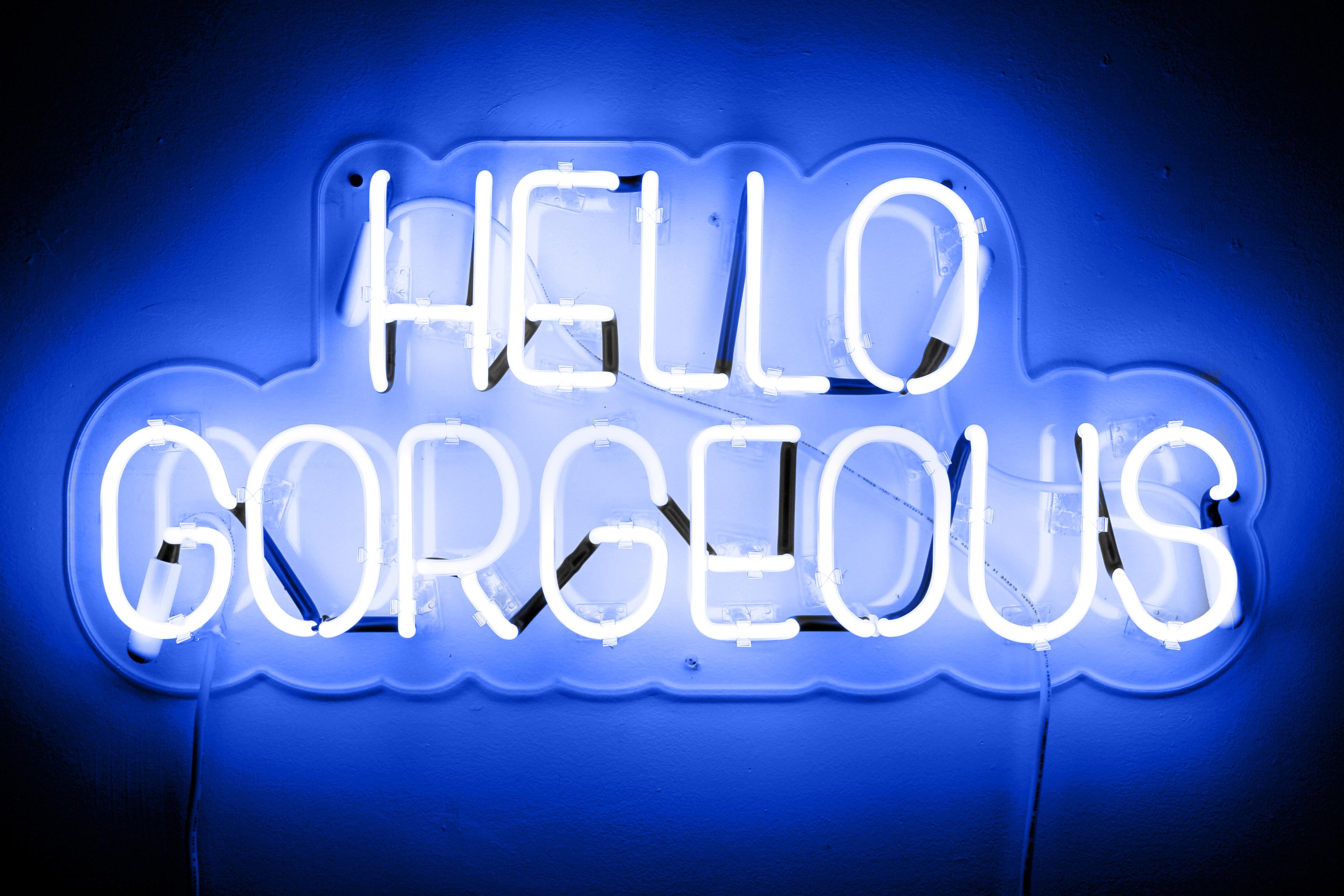 Hello gorgeous - neon art work - Art by Mary Jo McGonagle