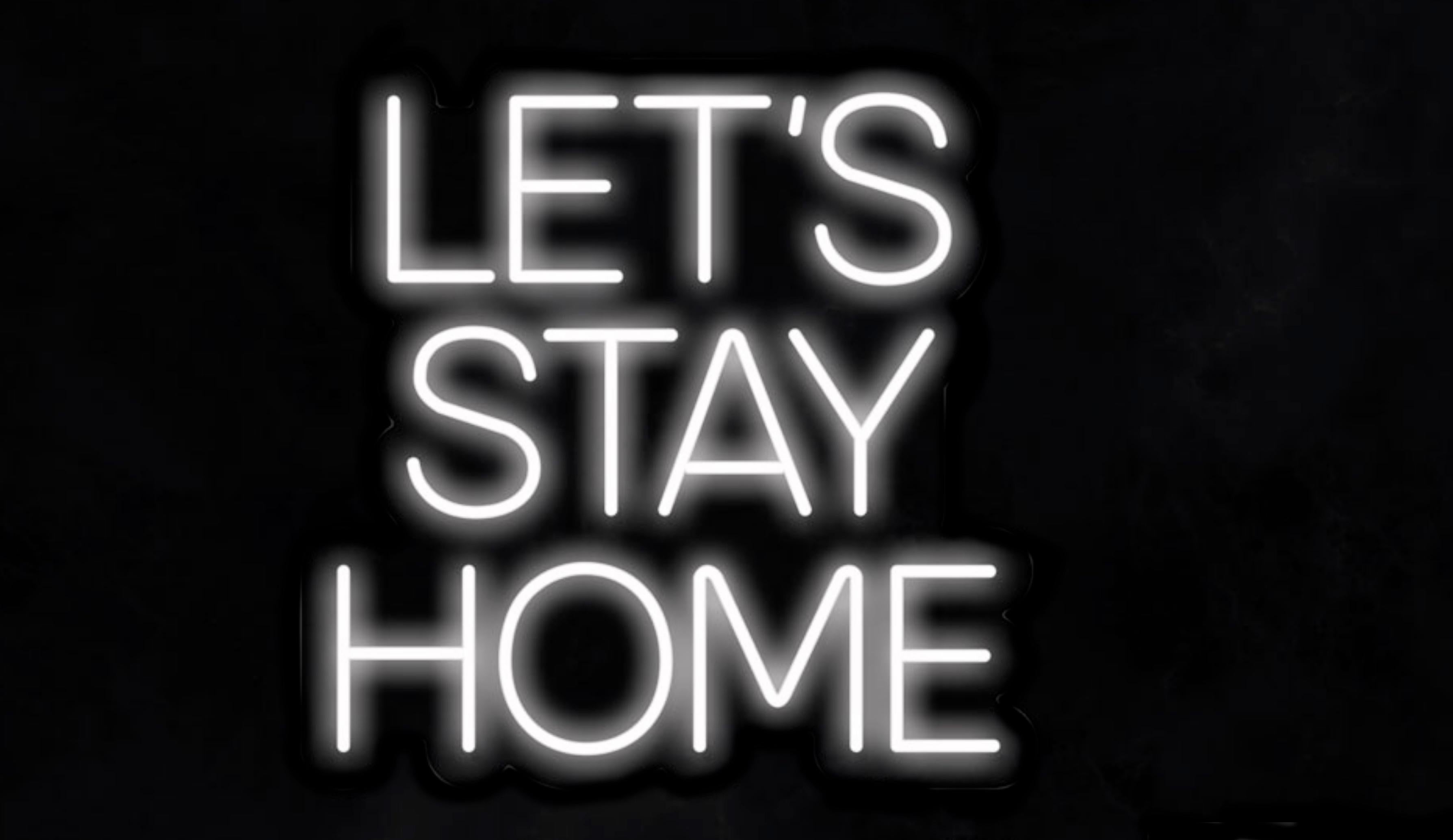 Mary Jo McGonagle Figurative Sculpture - Let
s Stay Home Neon Art Sculpture, Hand Blown Glass, 24x24 Inches