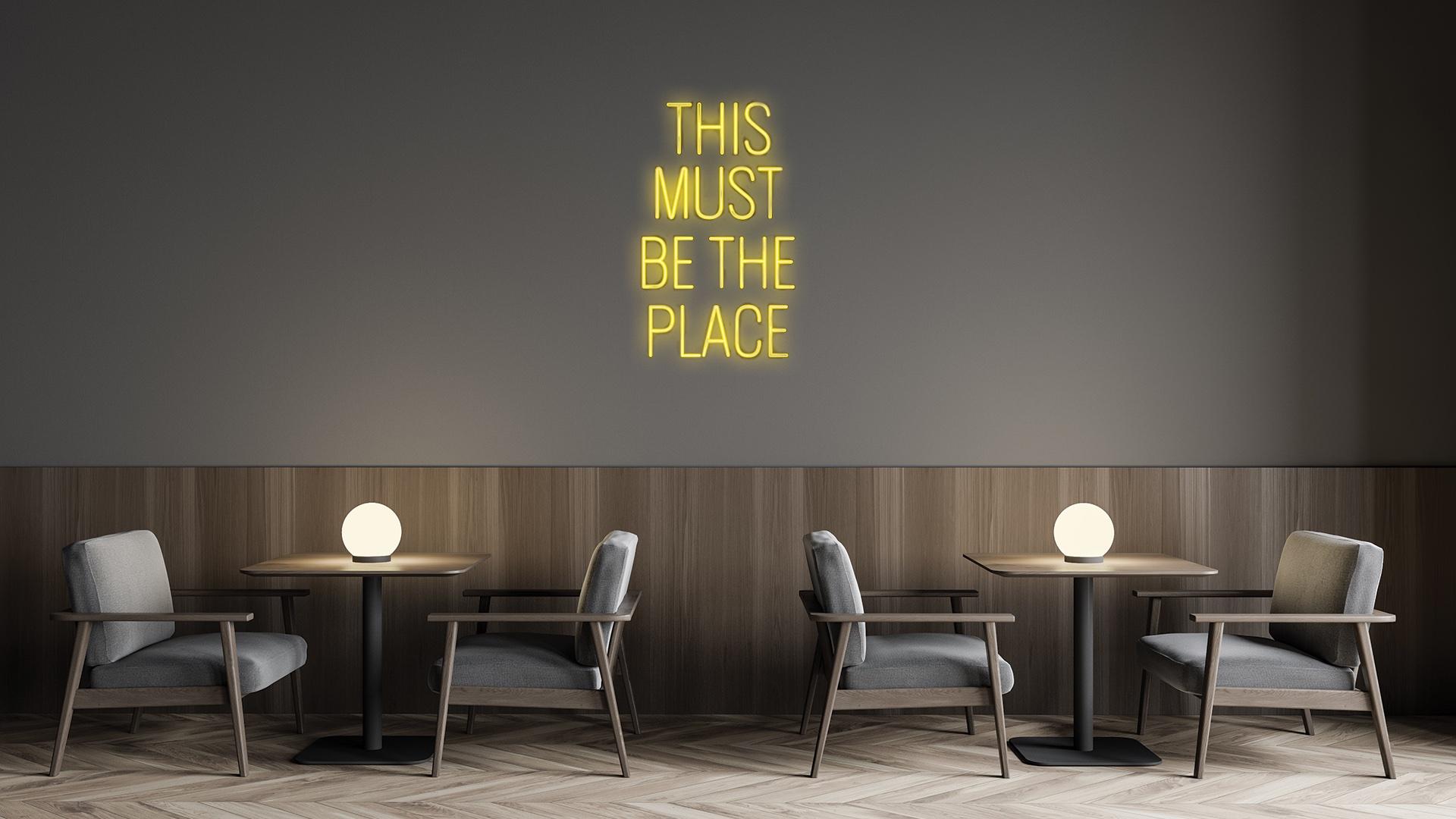 this must be the place - neon art work - Sculpture by Mary Jo McGonagle