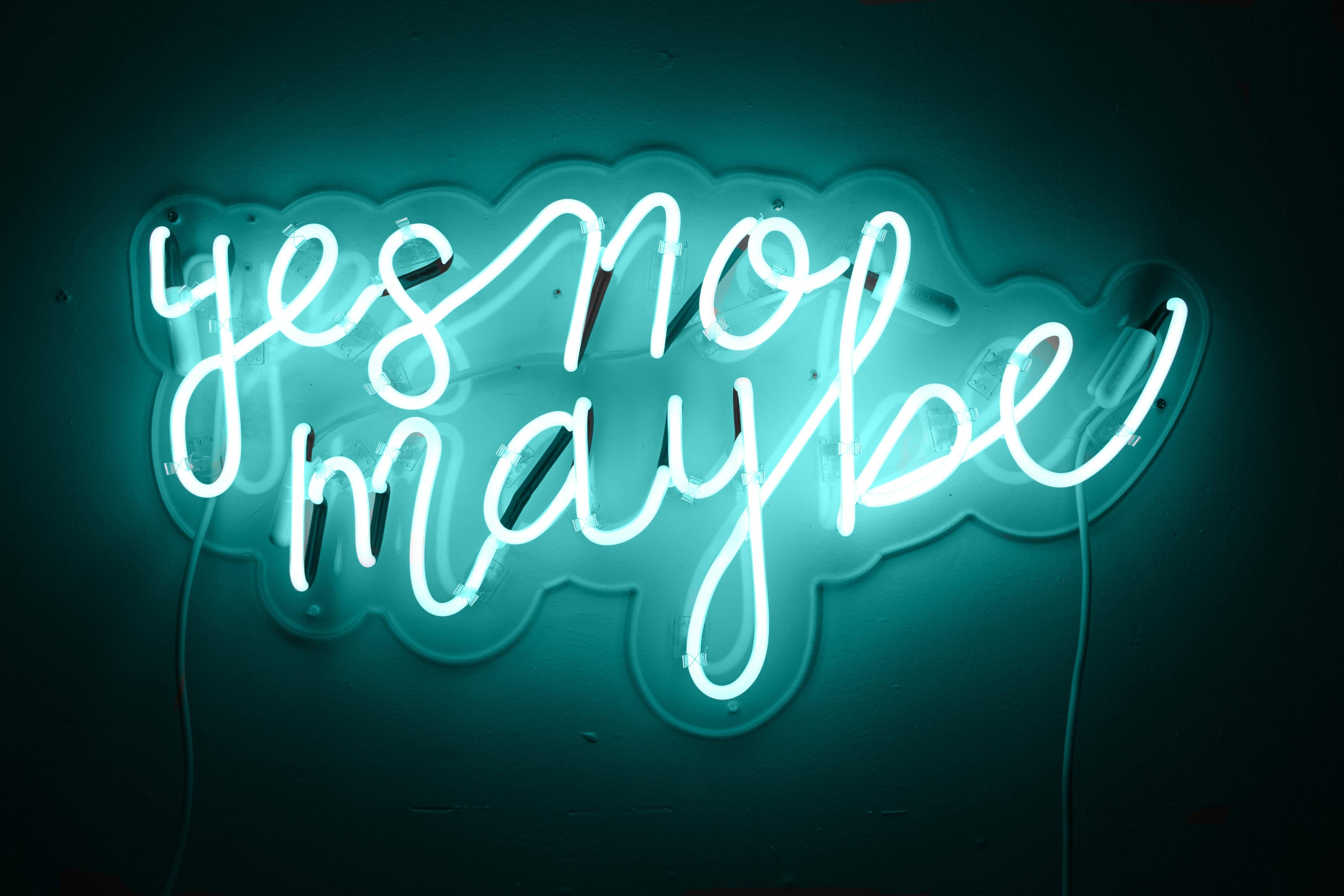 yes no maybe  - neon art work - Contemporary Art by Mary Jo McGonagle