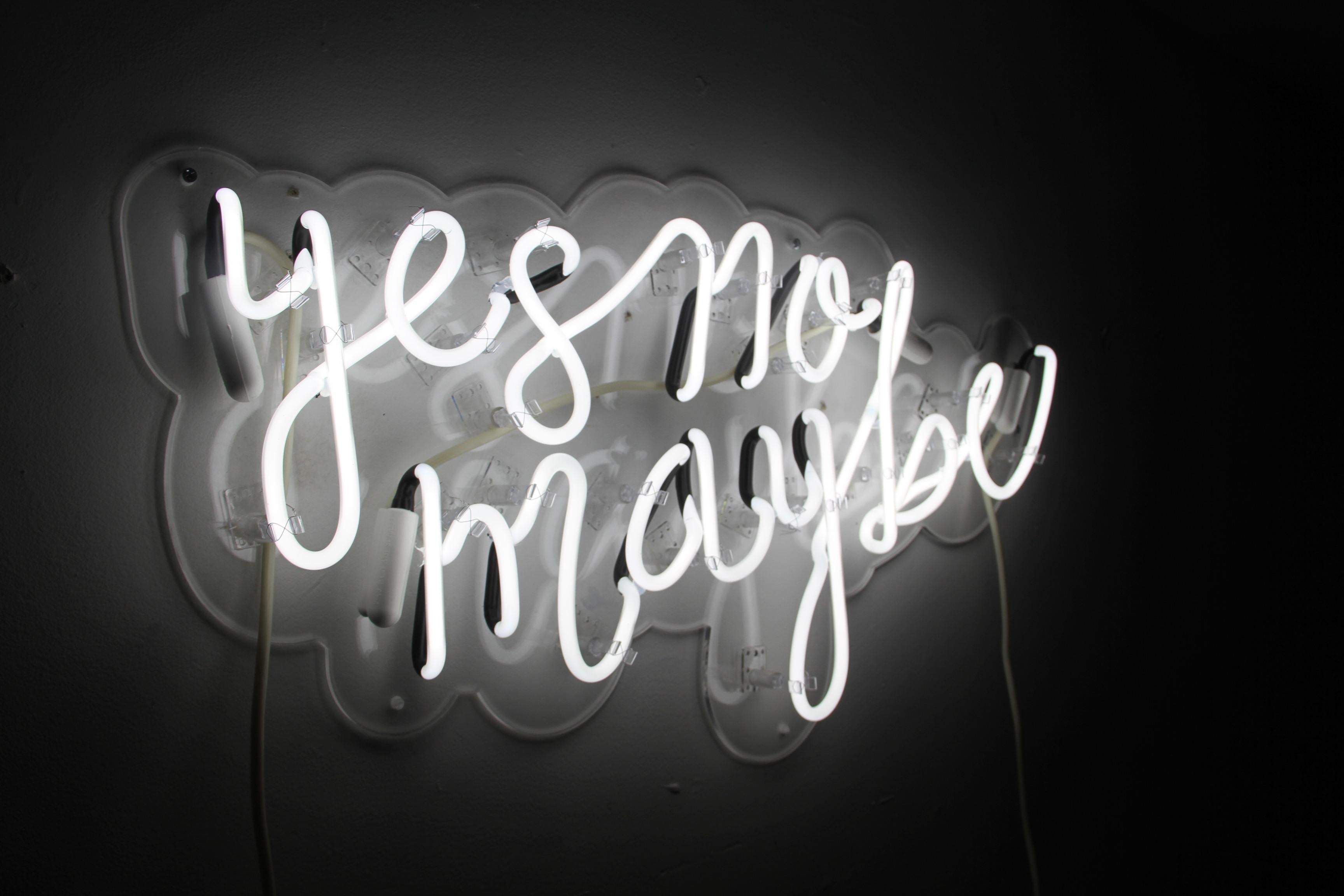 yes no maybe  - neon art work For Sale 1