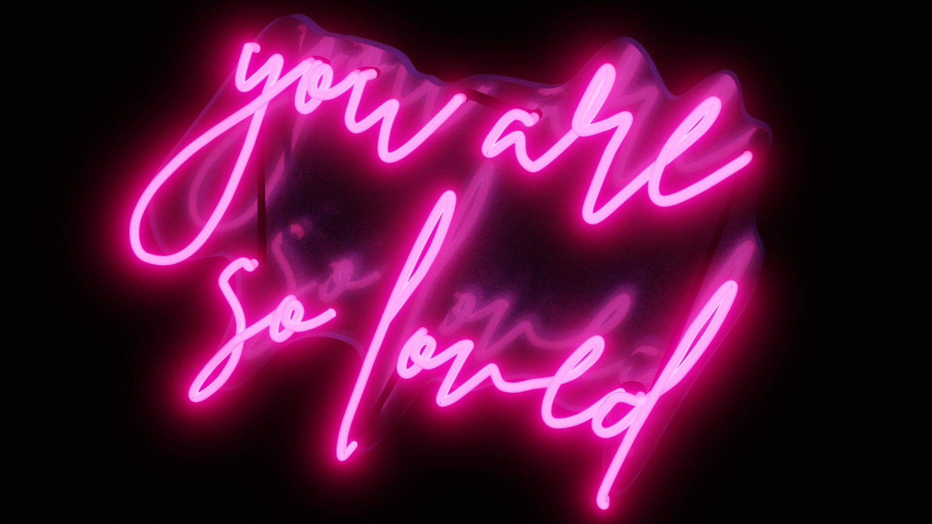 you are so loved - neon art work - Sculpture by Mary Jo McGonagle