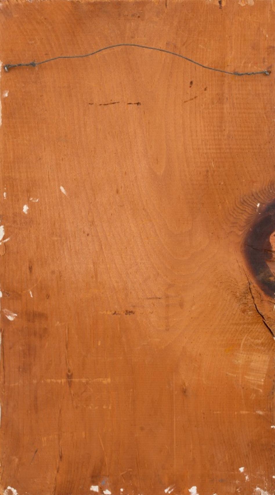 20th Century Mary Jo Schwalbach Portrait of a Lady Oil on Wood