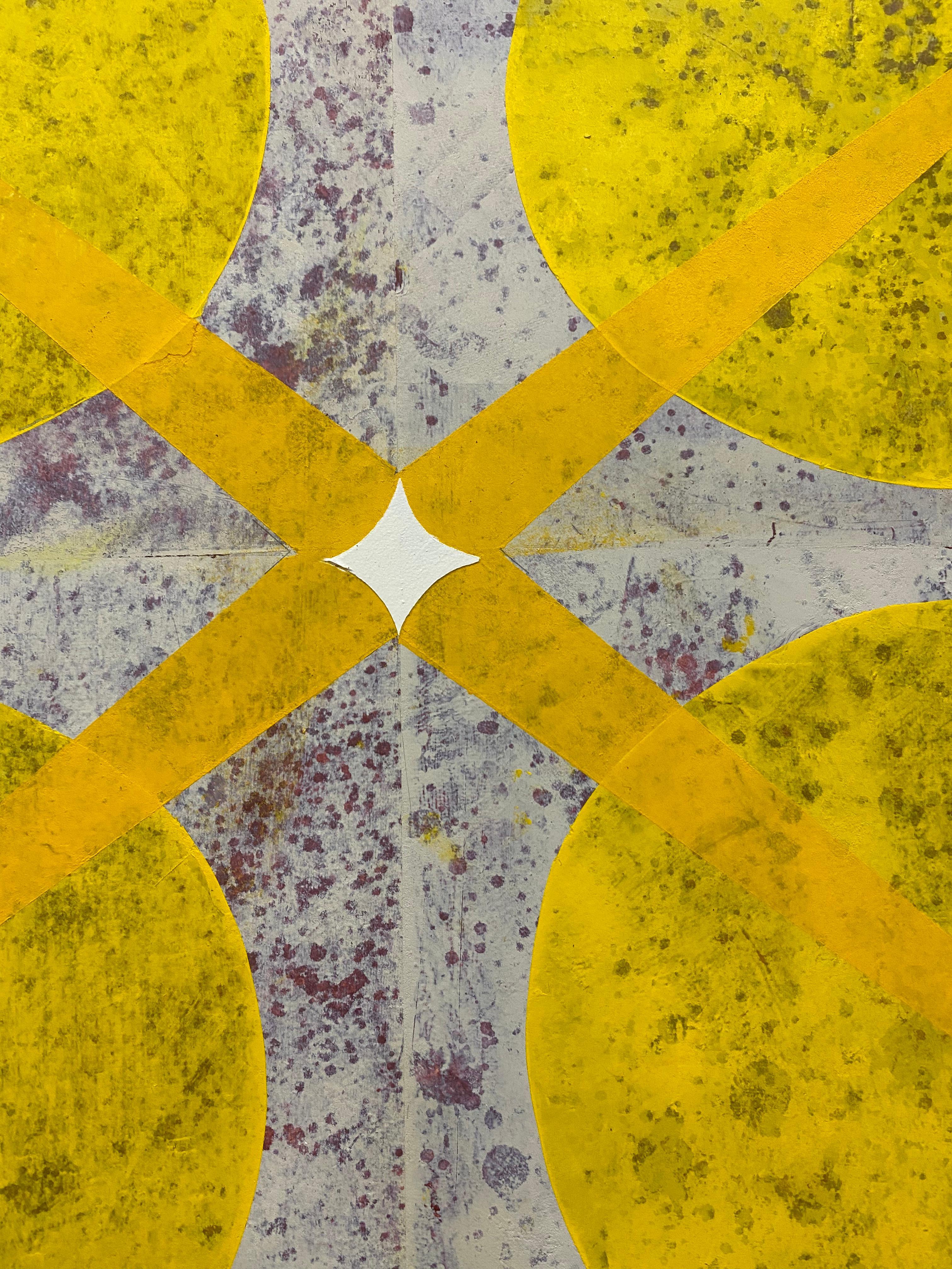 King of Daffs II - Golden Yellow Garnet Red White Geometric Pattern, 2020 For Sale 1