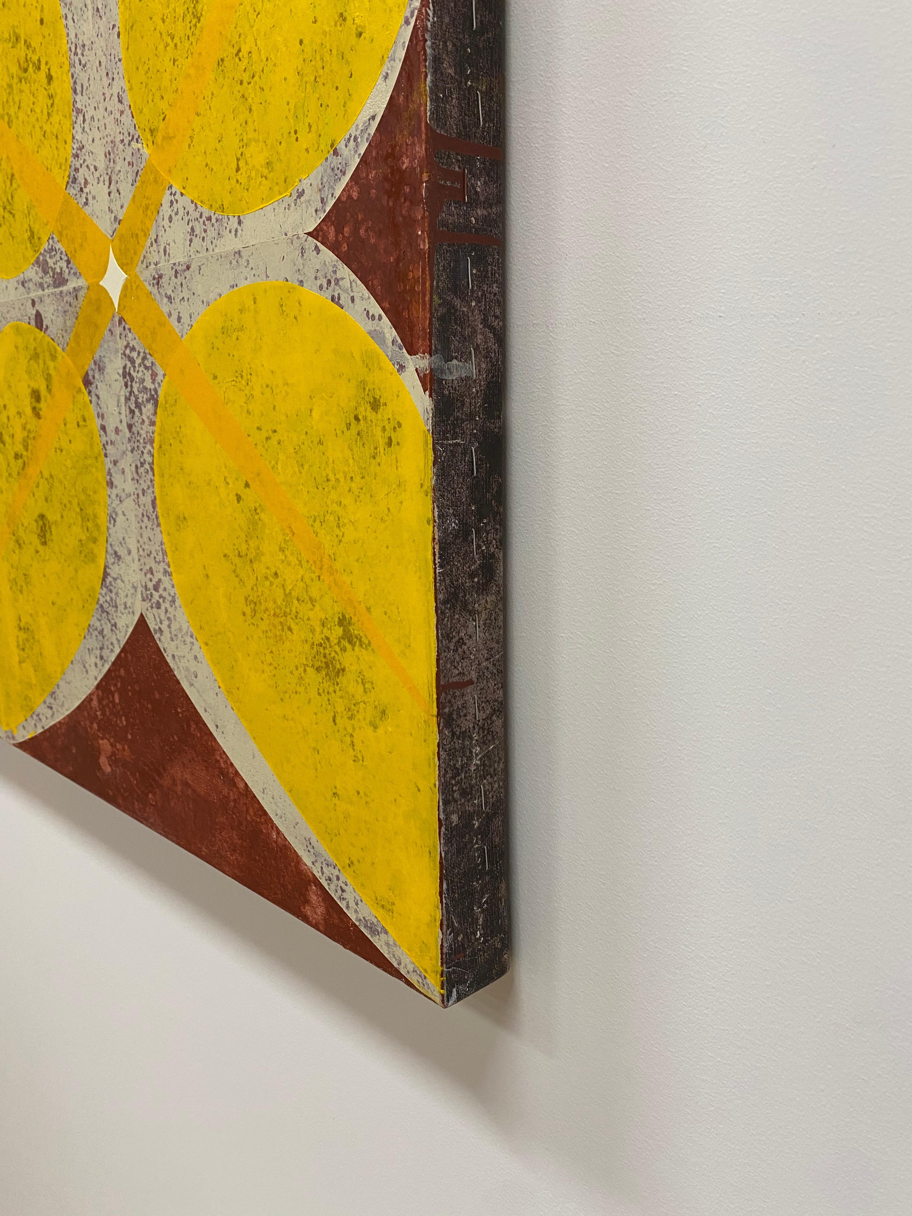 King of Daffs II - Golden Yellow Garnet Red White Geometric Pattern, 2020 For Sale 4