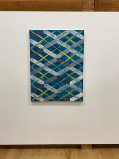 Dream of a River to the Sea - Geometric Abstract Turquoise Yellow Pattern, 2020