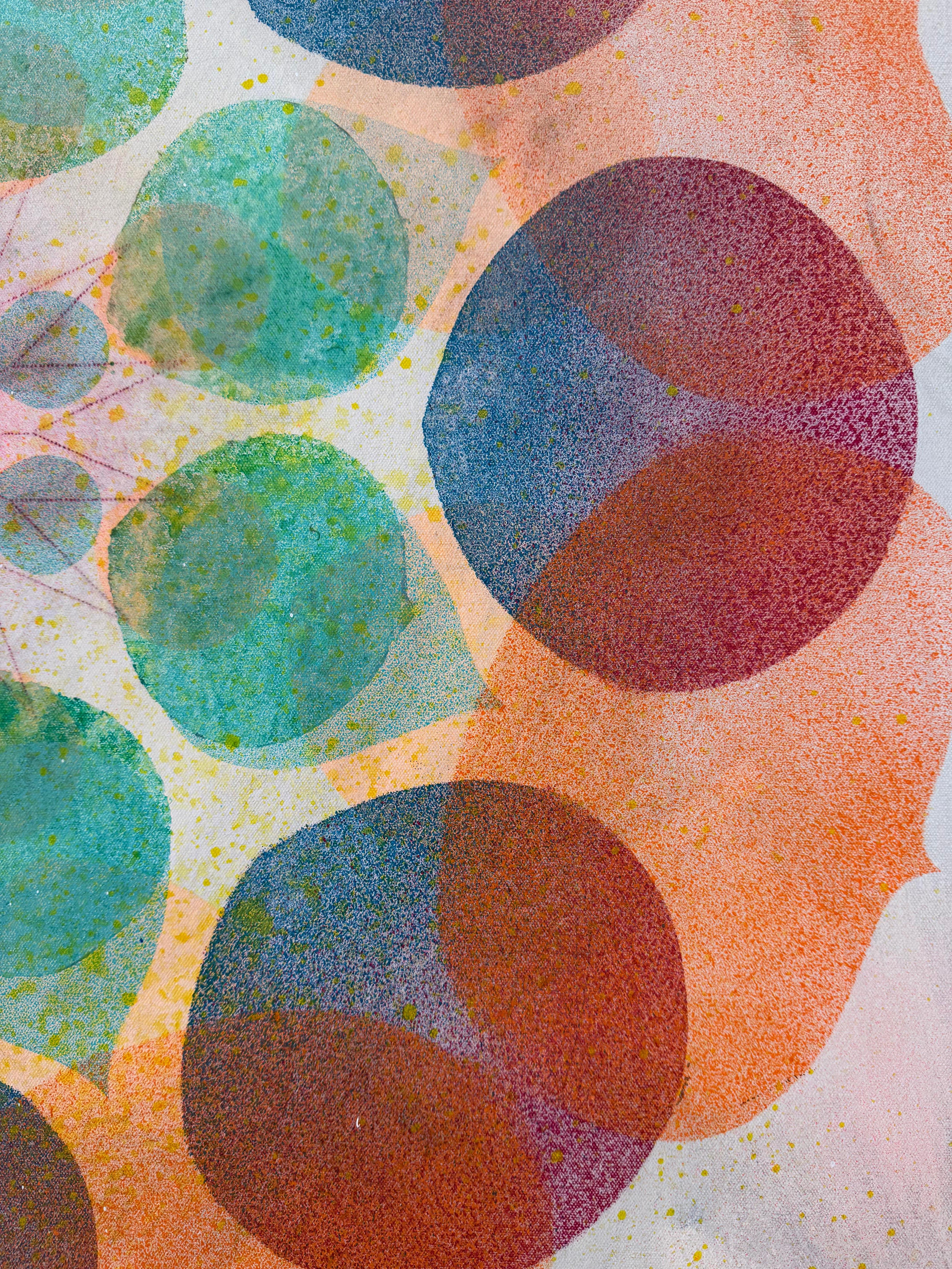 Kaleidoskop Korallenriff - Orange-Blau Geometrisches Blumen-Kreis-Mandala, 2025 im Angebot 1