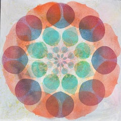 Kaleidoscope Coral Reef - Orange Blue Geometric Flower Circle Mandala, 2025