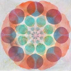 Kaléidoscope Coral Reef - Mandala géométrique en forme de cercle de fleurs orange et bleu, 2025