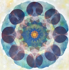 Kaleidoscope Pop Blue Haze - Violet Cerulean Geometric Flower Circle Mandala