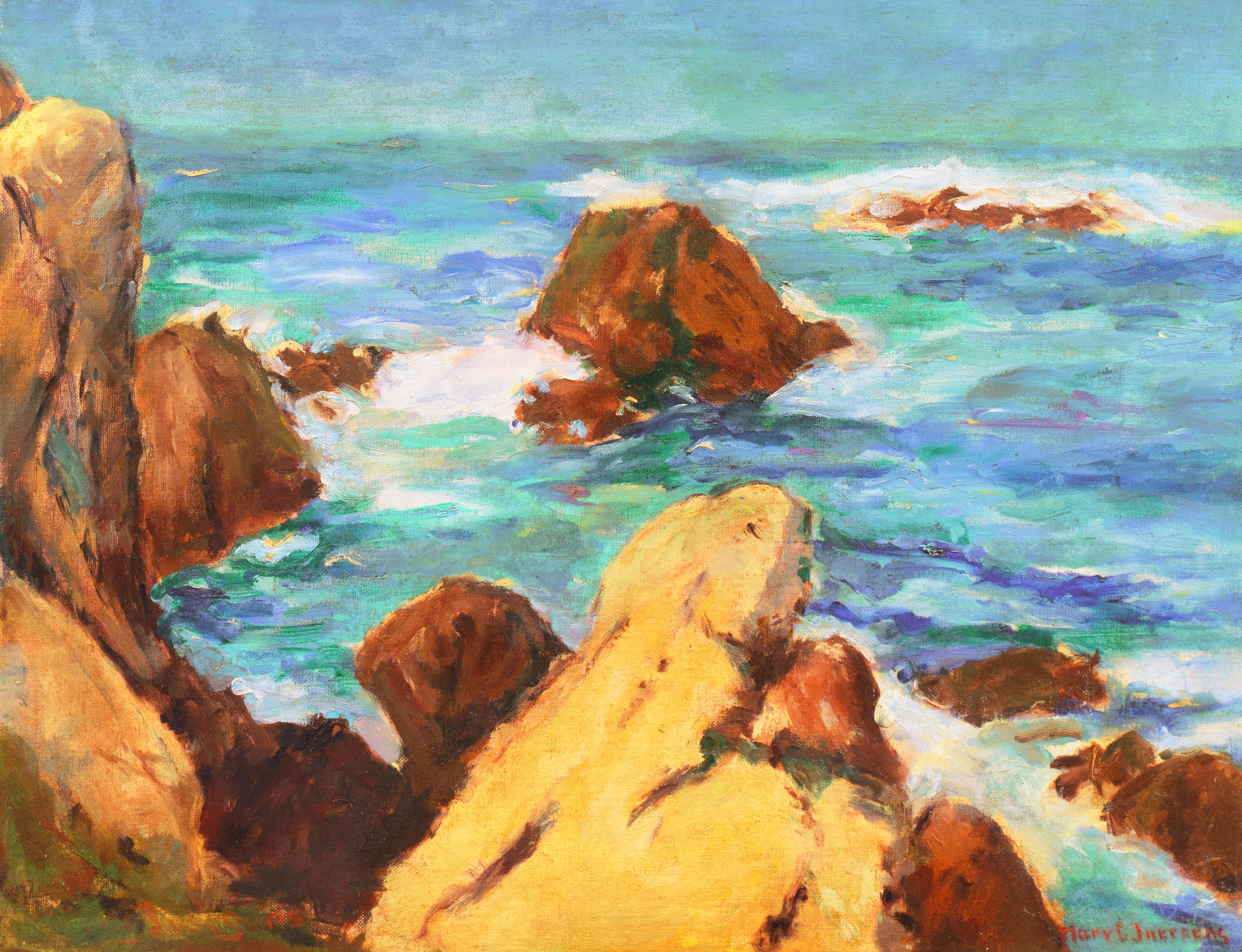 Landscape Painting de Mary Juergens - 'Rompe Costas', Óleo postimpresionista de mediados de siglo, Mujer artista