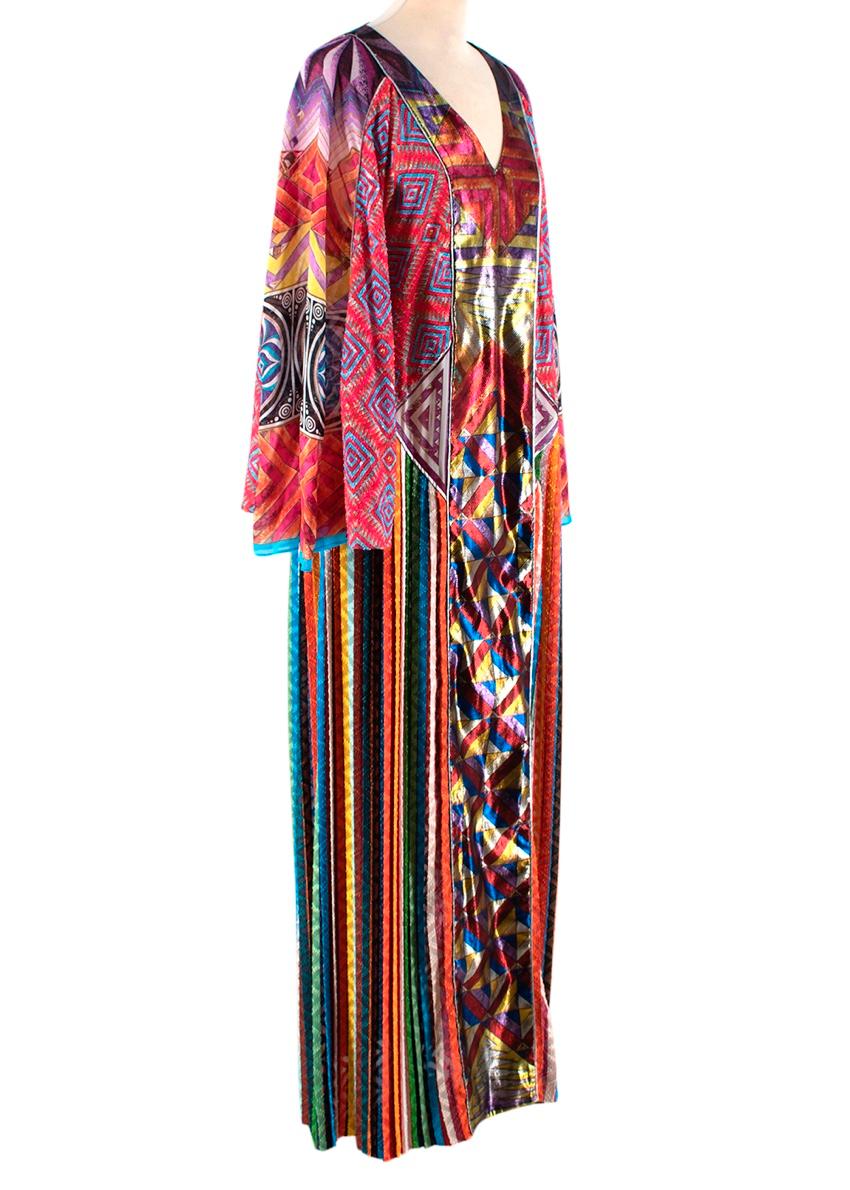 Mary Katrantzou Silk Blend Pleated Panels Maxi Dress

- Soft silk blend texture 
- Gorgeous bright patterns combination 
- Pleated panels 
- Long flared sleeves 
- V shaped neckline 
- Cheerful luxurious design 

Materials:
Main body: 100%