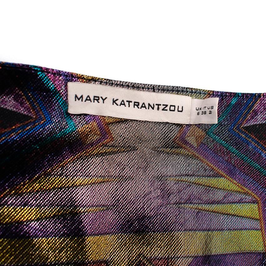Women's Mary Kantrantzou Silk Blend Metallic Panelled Pleated Dress - Size US 2 For Sale
