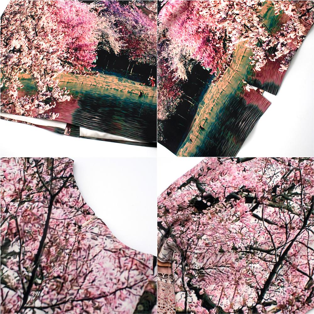 Mary Katrantzoi Cherry Blossom Cap-Sleeve Midi Dress XS 8  1