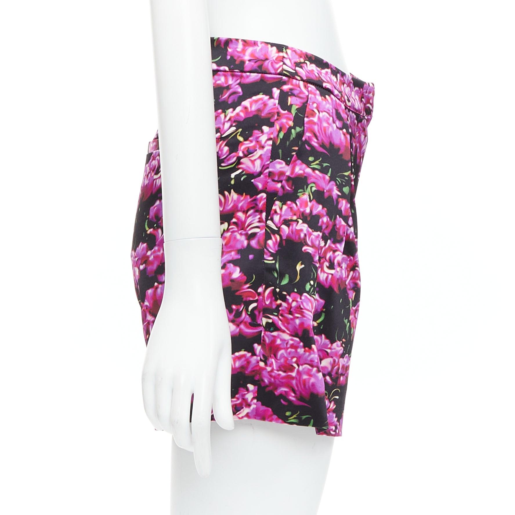 Short taille hauteARY KATRANTZOU 100 % soie imprimé floral photographique GB6 XS Pour femmes en vente