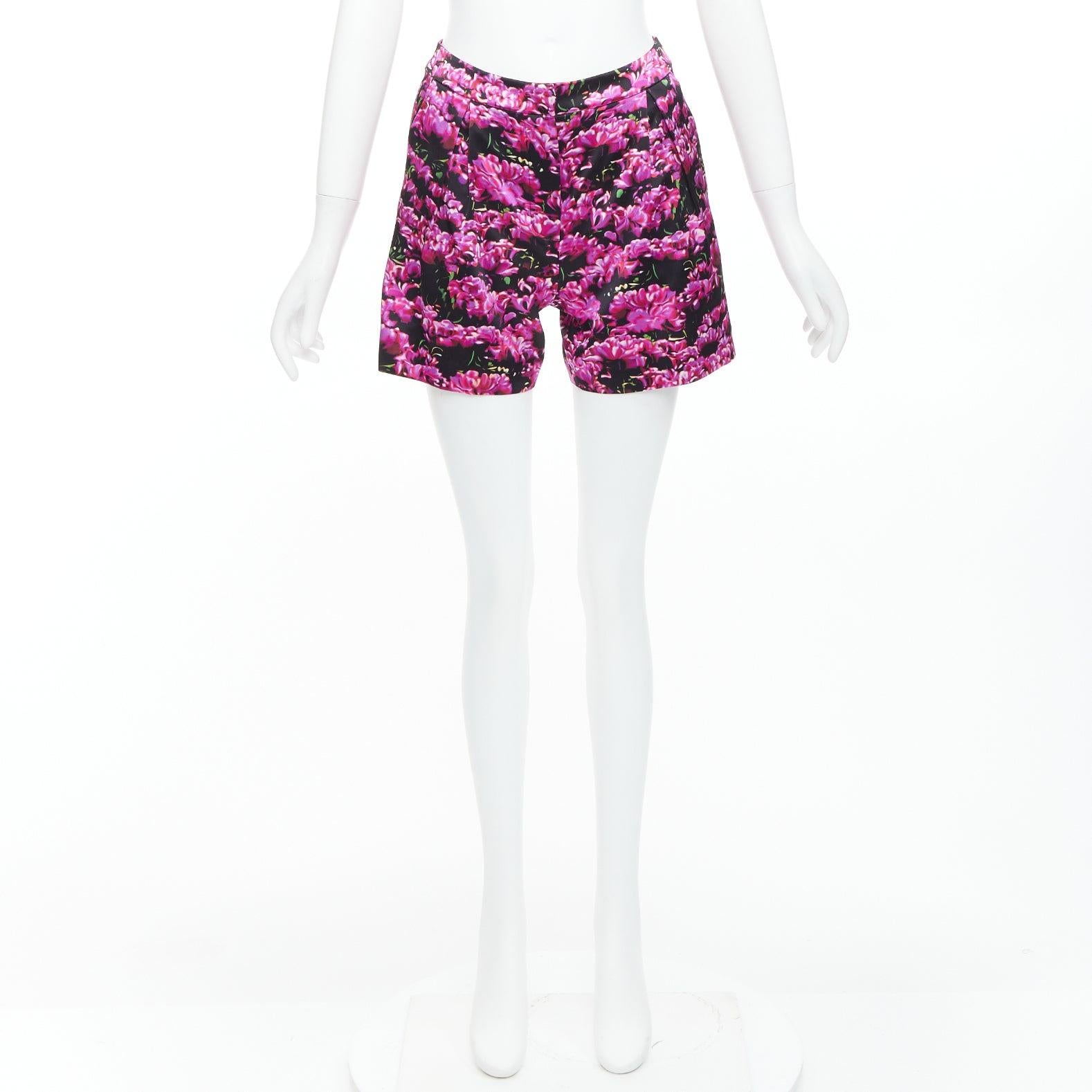 Short taille hauteARY KATRANTZOU 100 % soie imprimé floral photographique GB6 XS en vente 5