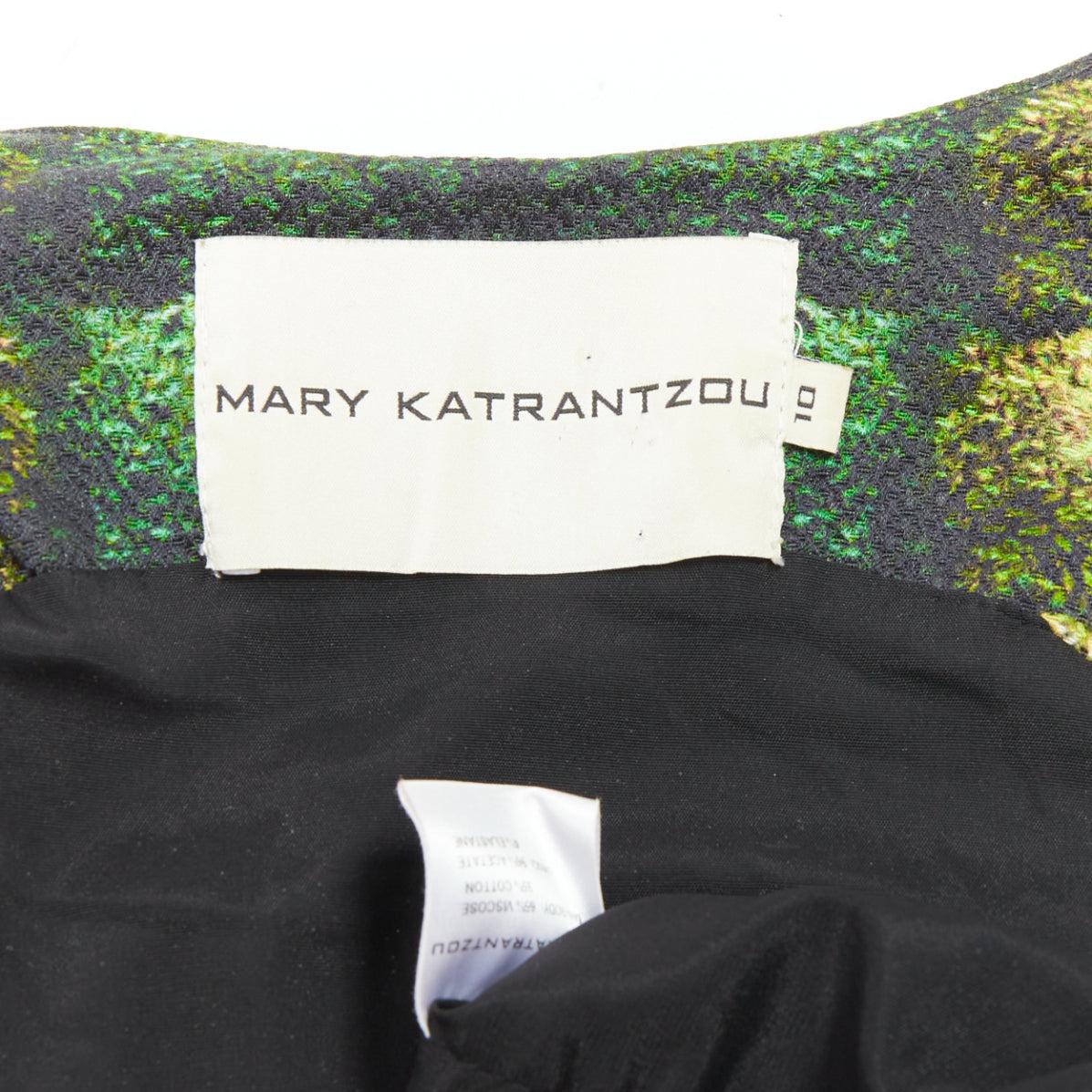 MARY KATRANTZOU 2012 Runway green heart garden party print shift dress UK10 M For Sale 4