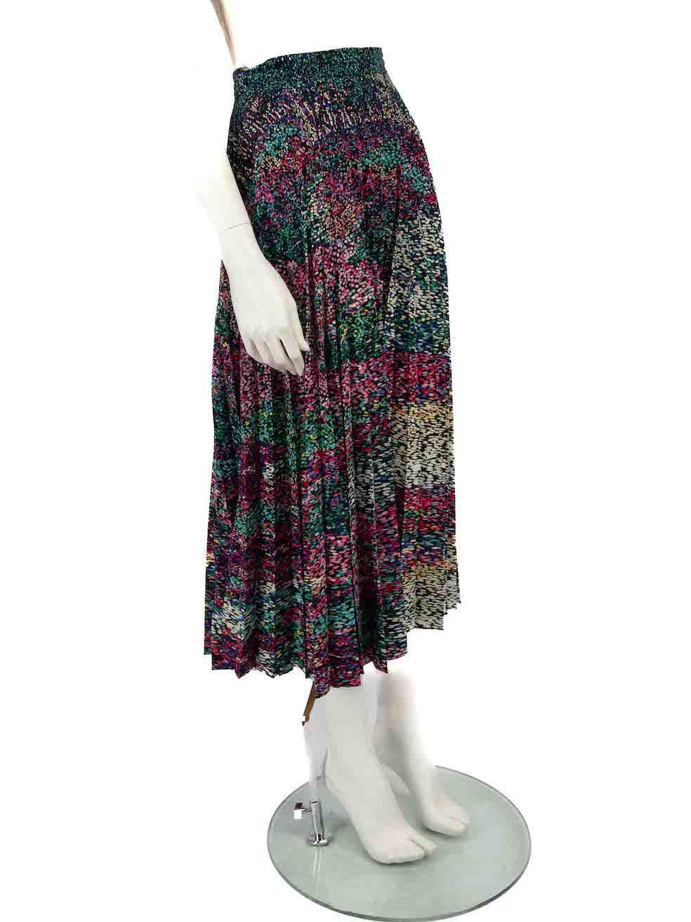 CONDITION is Very good. Hardly any visible wear to skirt is evident on this used Mary Katrantzou designer resale item.
 
 
 
 Details
 
 
 Multicolour - green and pink
 
 Polyester
 
 Skirt
 
 Abstract pattern
 
 Pleated
 
 Midi
 
 Side zip and hook