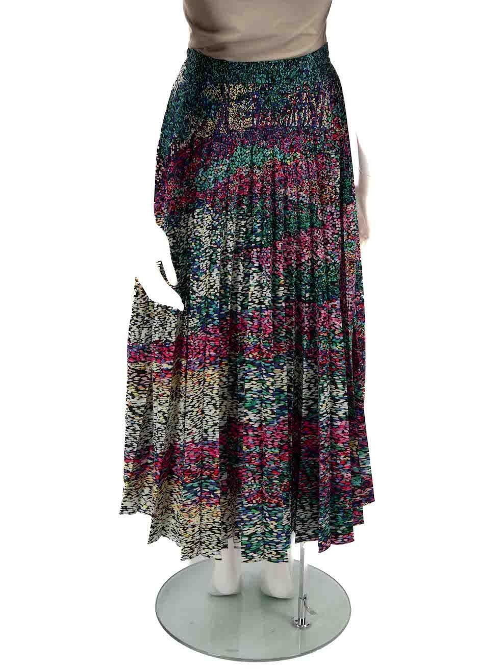Mary Katrantzou Abstract Print Pleated Midi Skirt Size XL In Good Condition For Sale In London, GB