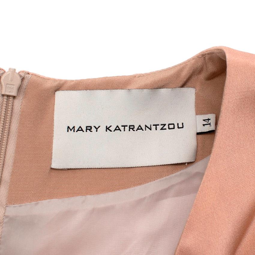 Beige Mary Katrantzou Abstract Print Silk Asymmetrical Shoulder Dress - Size US 10 For Sale