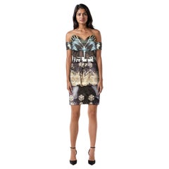 Mary Katrantzou Abstraktes Seidenminikleid mit Schößchen Größe M