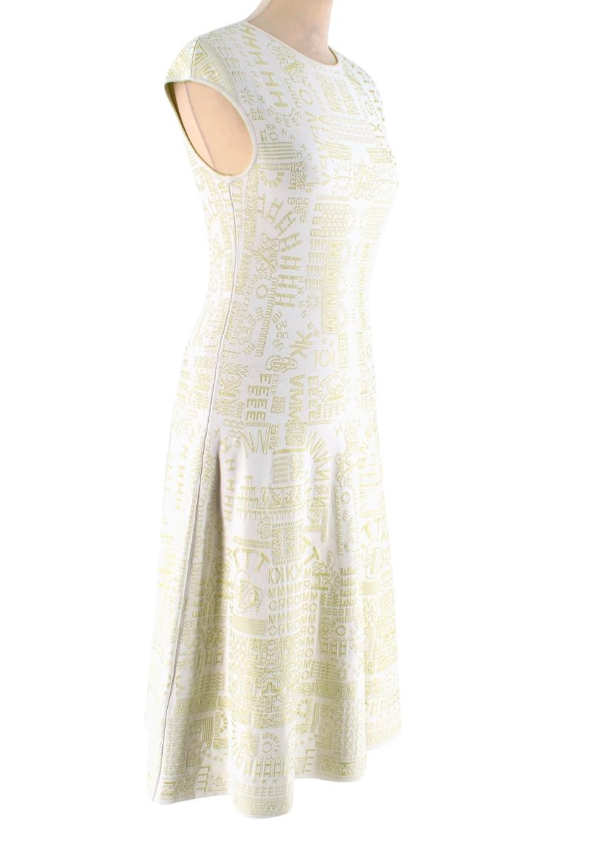Mary Katrantzou Alphabet Babel Dress Pastel Green

- Rounded Neckline 
- Cap Sleeve 
- Stretch Fabric 
- Midi Dress
- Reverse Colour Lining 
- A-Line Dress

88% Viscose 
12% Elite

Dry Clean Only 

Made in Italy 

Sleeves: 15cm
Chest: 36cm
Waist: