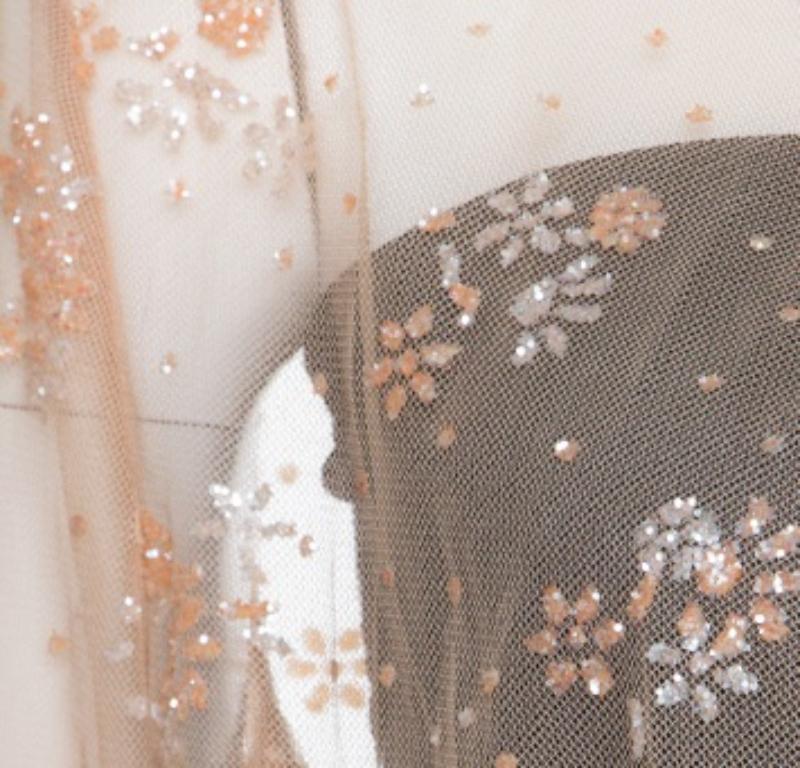 Mary Katrantzou Chaqueta de tul adornada con purpurina floral beige M en Bueno estado para la venta en Dubai, Al Qouz 2
