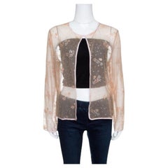 Mary Katrantzou Beige Floral Glitter Embellished Tulle Jacket M