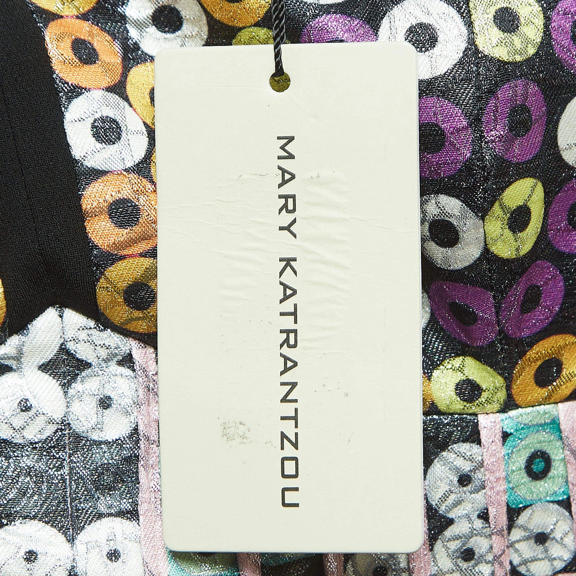 Women's Mary Katrantzou Black/Multicolor Jacquard Strapless Mini Dress M For Sale
