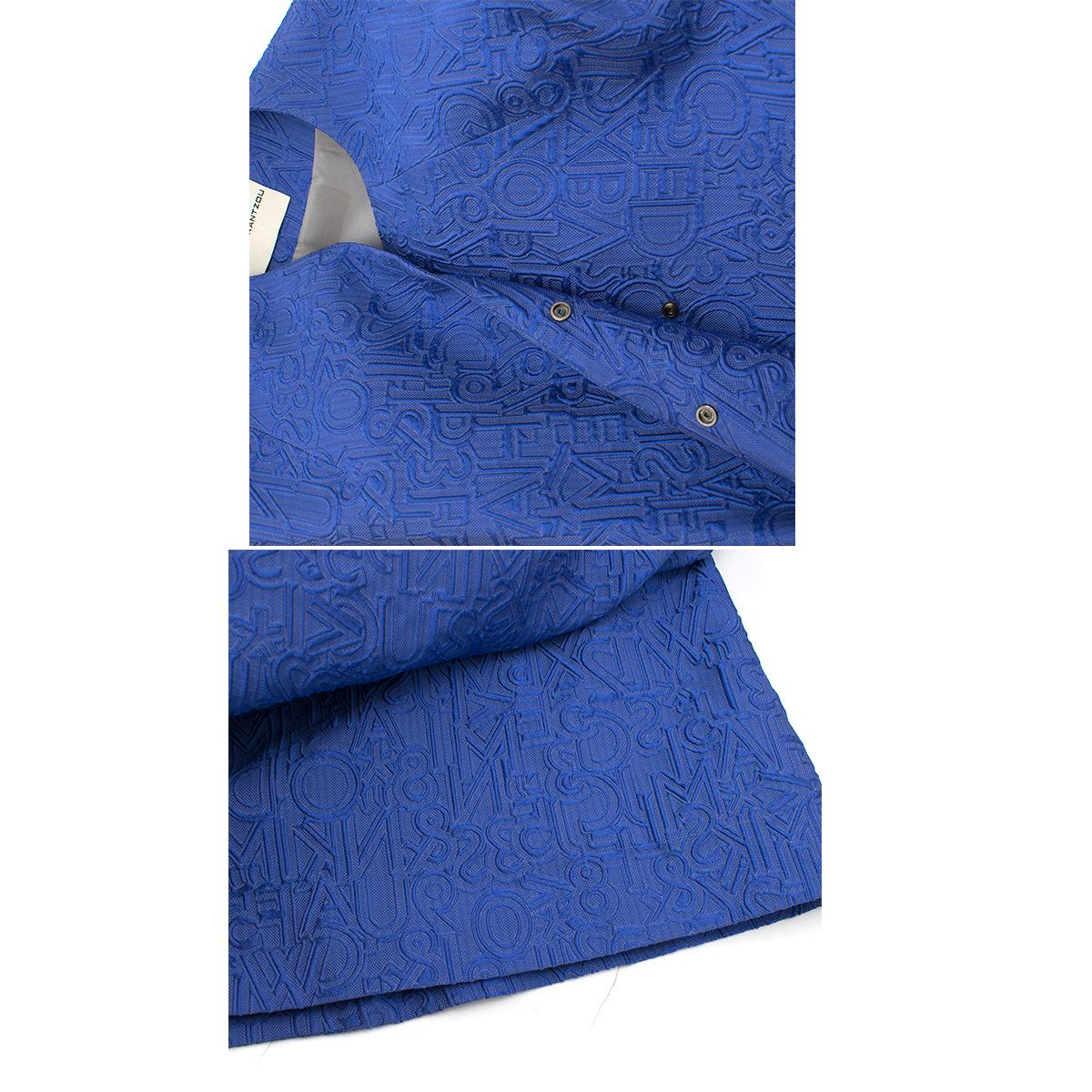 Mary Katrantzou Blue Brocade Twill Coat estimated size S-M For Sale 5