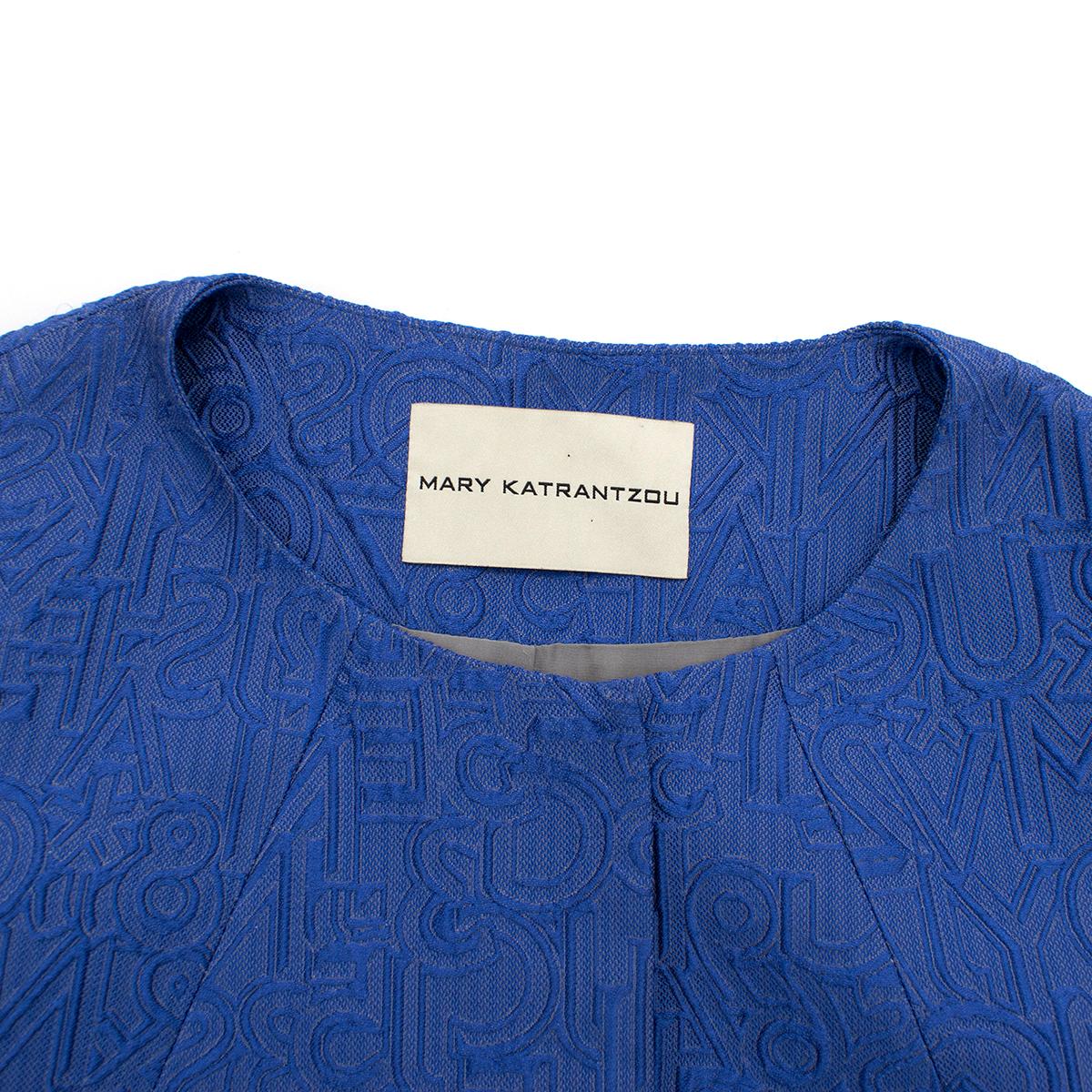 Mary Katrantzou Blue Brocade Twill Coat estimated size S-M In Good Condition For Sale In London, GB