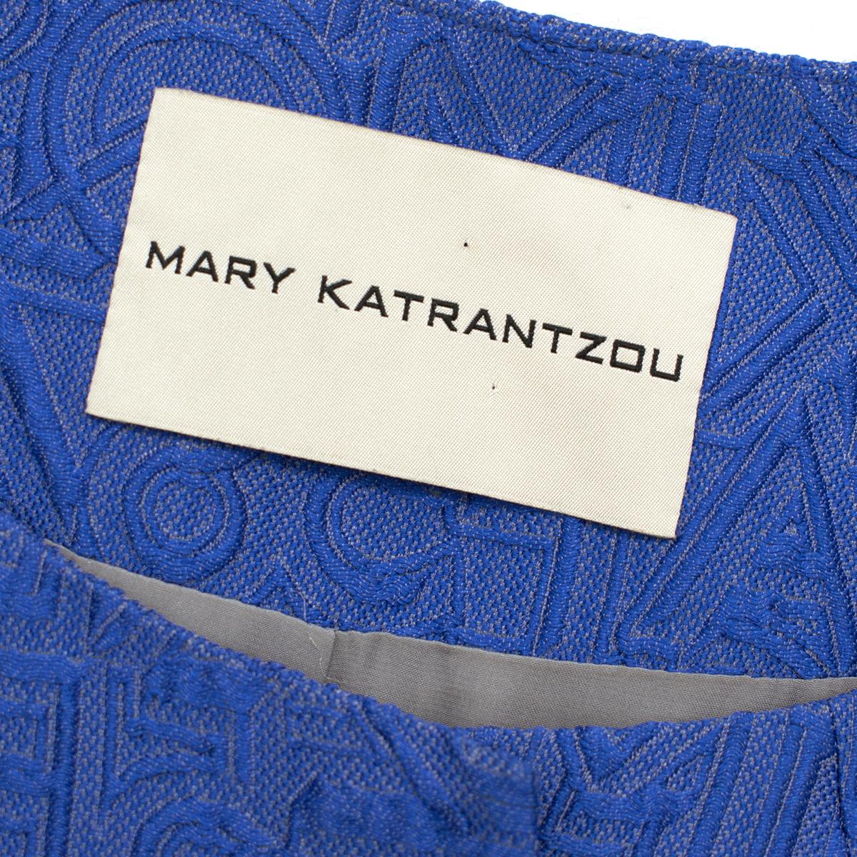 Women's Mary Katrantzou Blue Brocade Twill Coat estimated size S-M For Sale