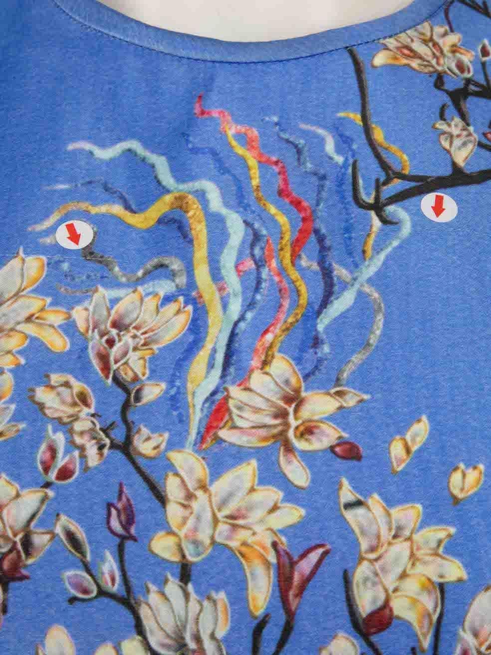 Mary Katrantzou Blue Floral & Animal Print Dress Size S For Sale 2
