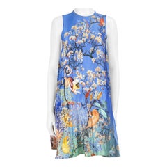 Mary Katrantzou Vestido azul estampado floral y animal Talla S