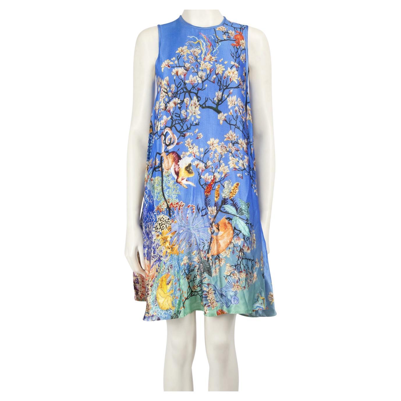 Mary Katrantzou Blue Floral & Animal Print Dress Size S For Sale