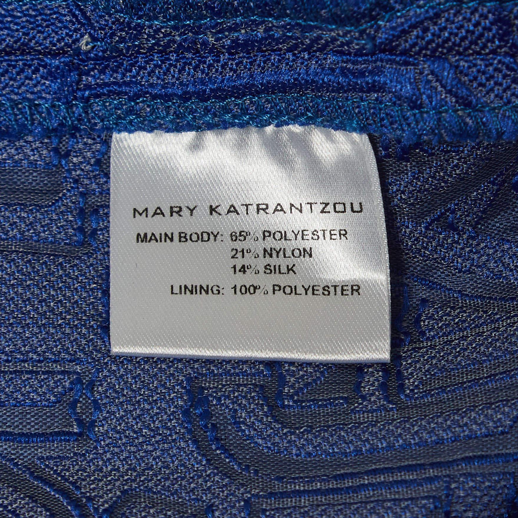 Mary Katrantzou Blue/Green Colorblock Jacquard Safari Shorts M For Sale 1