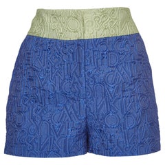 Mary Katrantzou Blue/Green Colorblock Jacquard Safari Shorts M
