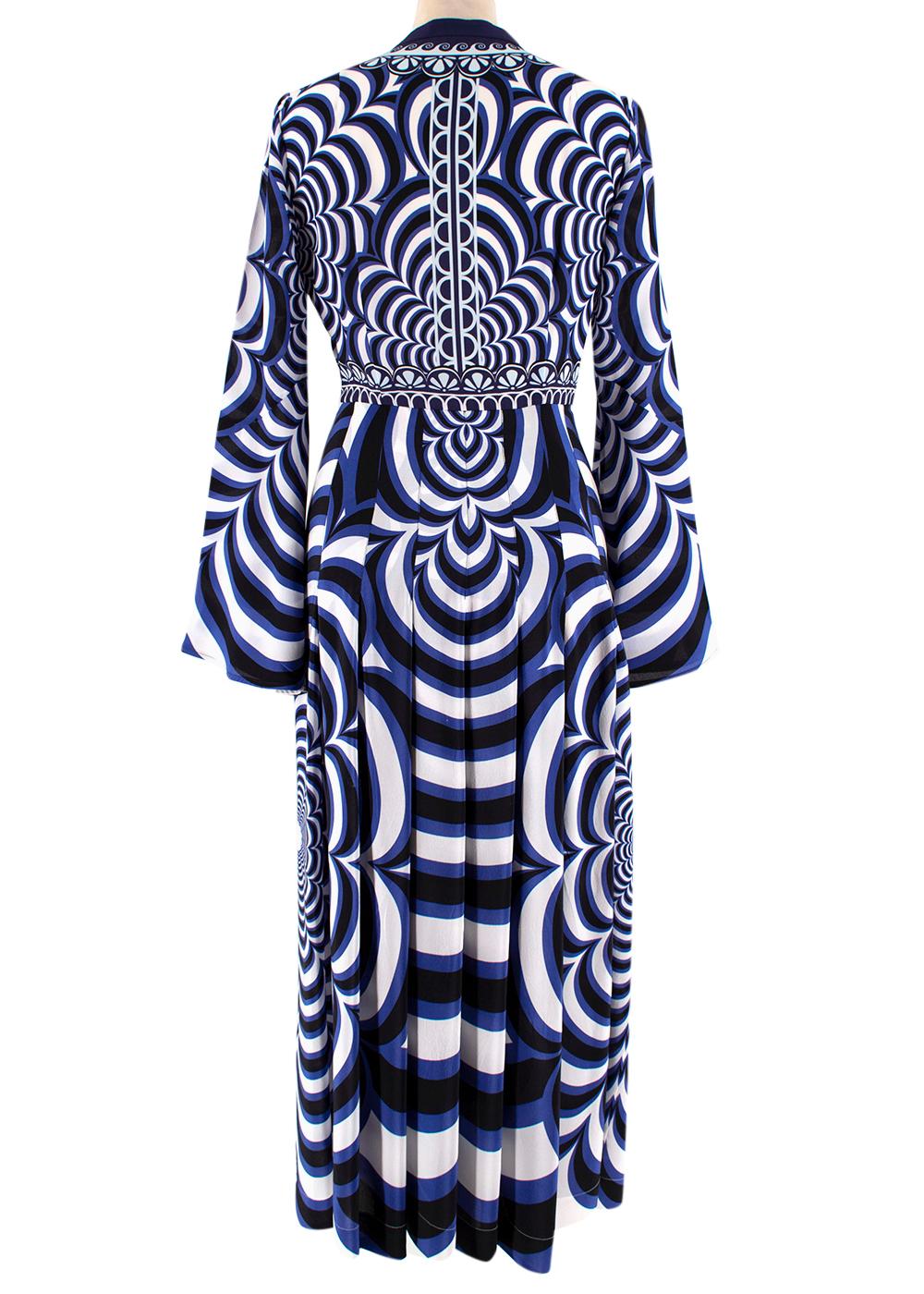 Mary Katrantzou Blue Printed Silk Dress US4 In Excellent Condition In London, GB