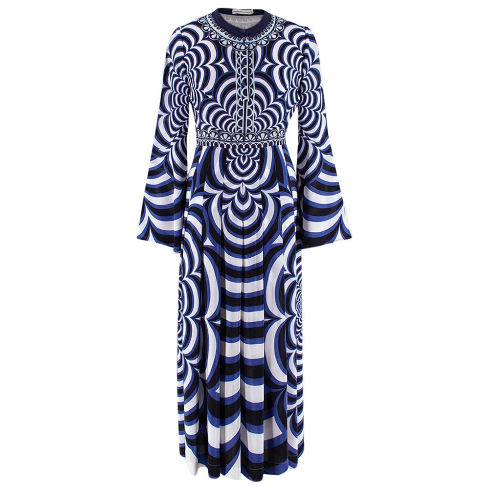 Mary Katrantzou Blue Printed Silk Dress US4
