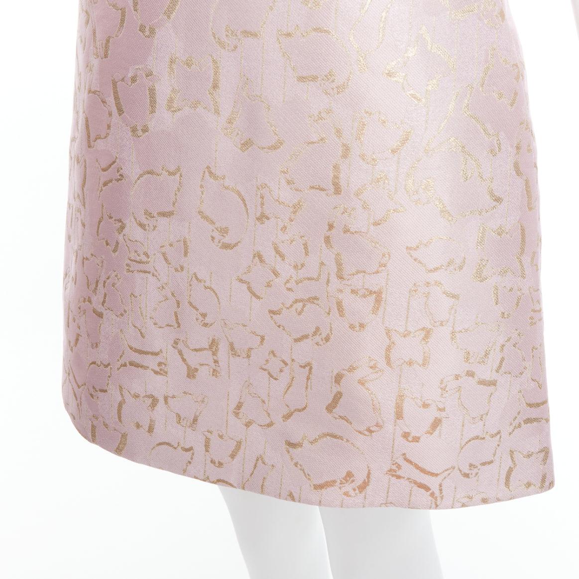 MARY KATRANTZOU blush gold jacquard crystal lace overlay bodice dress UK10 M 3
