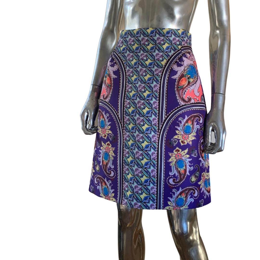 Mary Katrantzou UK Computer Generated Modern Floral Collection Skirt Size 8 For Sale 1