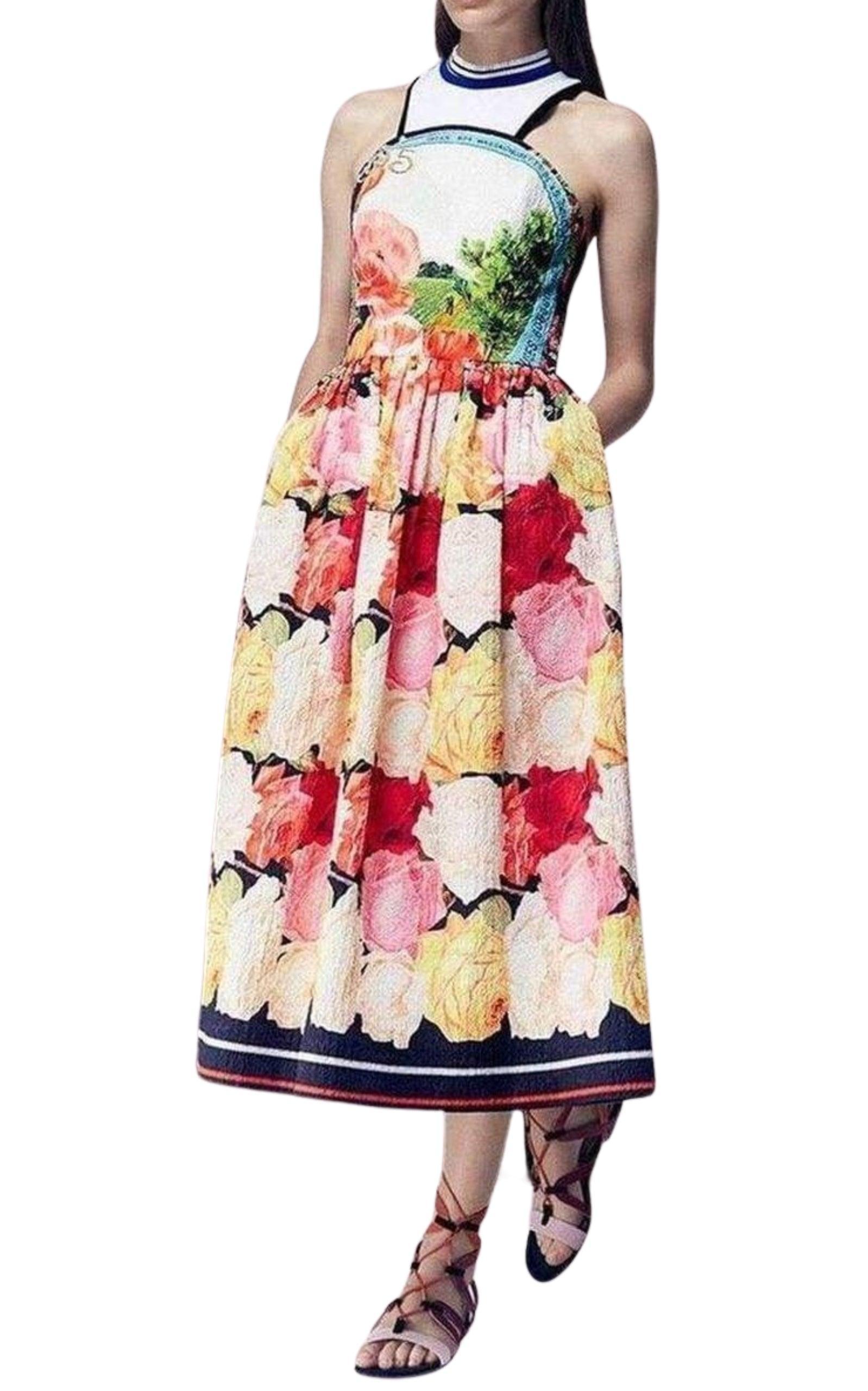 Mary Katrantzou Cotton Blend  Printed Dress UK 14 / US 10 In New Condition For Sale In Brossard, QC